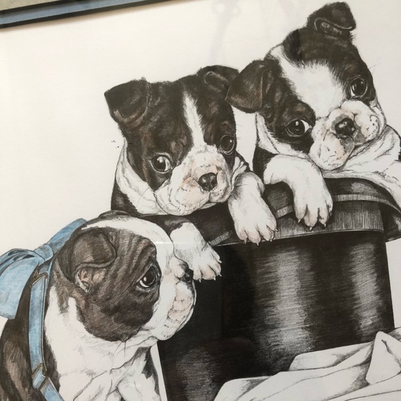 Boston Terrier original Art Top hat & Tails professional framed 22” by 18” - Picture 3 of 11